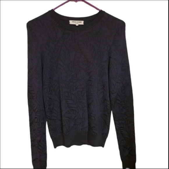 Opening Ceremony Navy Leaf Pattern Pullover Size Small - Picture 1 of 6